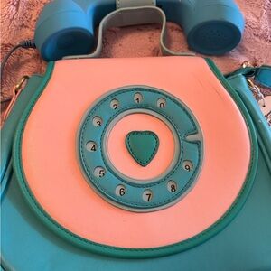Retro phone Pink and Teal Handbag that actually hooks to your phone